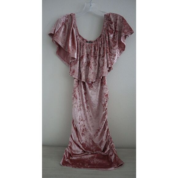 Venus Women's Sz S (4-6) Blush Pink Off the Shoulder Velvet Bodycon Mini Dress - Picture 1 of 8